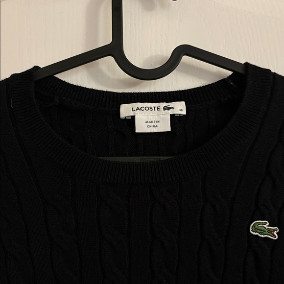 Lacoste Classic 100% Cotton Knit Black Sweater - Picture 4 of 9